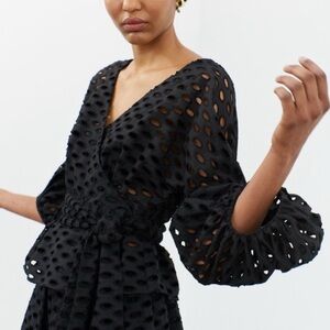Mara Hoffman Black Eyelet Wrap Top